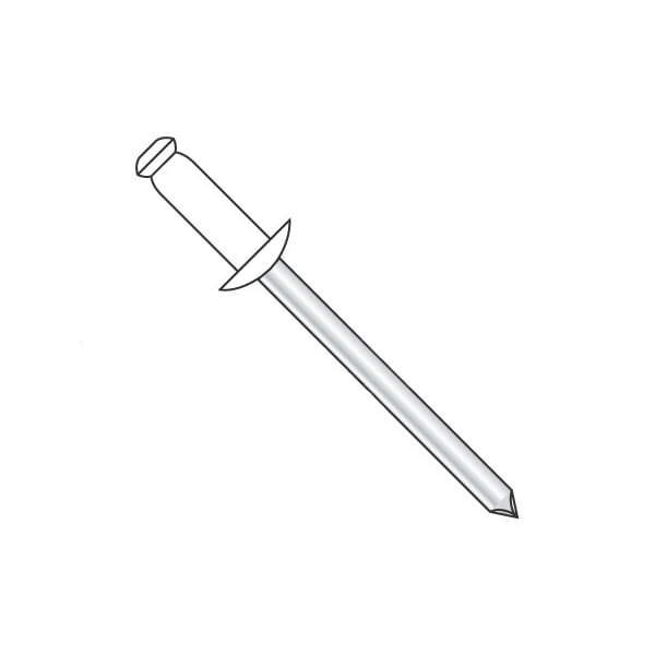 Newport Fasteners Blind Rivet, Dome Head, 1/8 in Dia., 0.275 in L, Aluminum Body, 10000 PK 974834 - main
